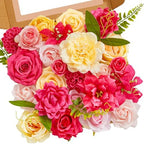 Serwalin Artificial Hot Pink Yellow Flowers Magenta Silk Flower for Wedding by Serwalin
