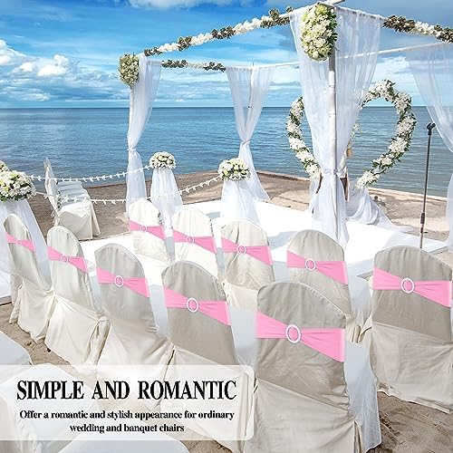 Pink Chair Sashes 50 Pack Spandex Stretch Chair Band Sashes with Buckles for Folding Chairs Wedding Party Reception Baby Shower Events Banquet Decorations - Image 5