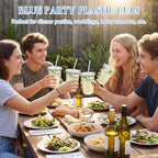 LemonRoad 100sets 16oz Blue Bow Cups Blue Birthday Party Decorations Supplies Cute Plastic Cups Disposable with Lids and Straws, for Valentines Galentines Day Christmas Wedding Baby Shower Decorations - Image 7