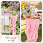 12Pack Light Pink Cheesecloth Table Runner 10FT Wedding Party Decor - Image 5