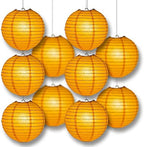 PaperLanternStore.com 10" Orange Paper Lantern Party Pack with Remote Controlled LED Lights (10-Pack Combo Kit) - Image 6