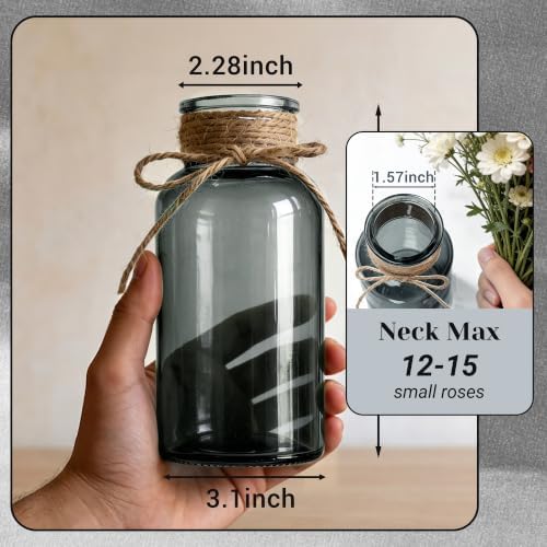 Mason Jar Glass Vases 12 Pack, Black Flower Vase for Centerpieces - Image 2
