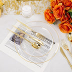 Liacere 150PCS Clear Gold Plastic Plates - Gold Plastic Silverware with Glitter Handle - Clear Disposable Plates Include 30 Guests Plates, Forks, Spoons, Knives for Wedding & Party - Image 6