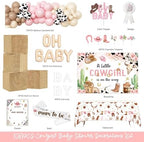 Costova Cowgirl Baby Shower Decorations - 108PCs A Little Cowgirl is On The Way Party Supplies with Backdrop, Balloon, Tablecloth, Sash and Badge for Western Wild West Rodeo Girl - Image 2