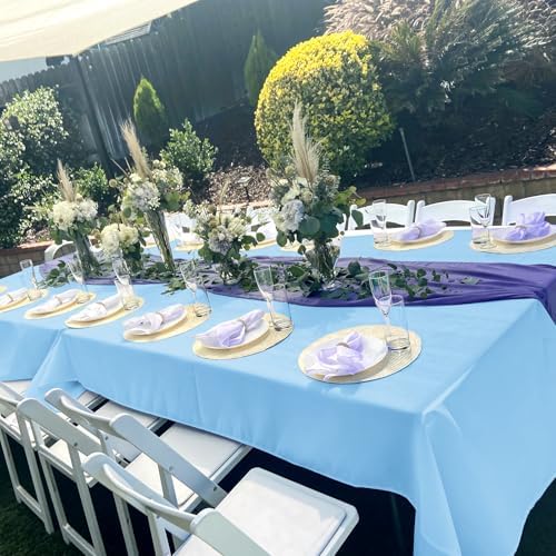 YMHPRIDE 6 Pack Light Blue Tablecloth 60 x102 inch Polyester Table Cloth for 6 Foot Rectangle Tables, Stain and Wrinkle Resistant Washable Fabric Polyester Table Covers for Wedding Party Banquet - Image 6
