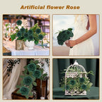 Artificial Flowers Realistic Roses, Real Looking Fake Roses with Stem for DIY Wedding Bouquets Centerpieces Bridal Shower Party Home Romantic Decorations (Peacock Green, Regular 3" - 200pcs) - Image 2