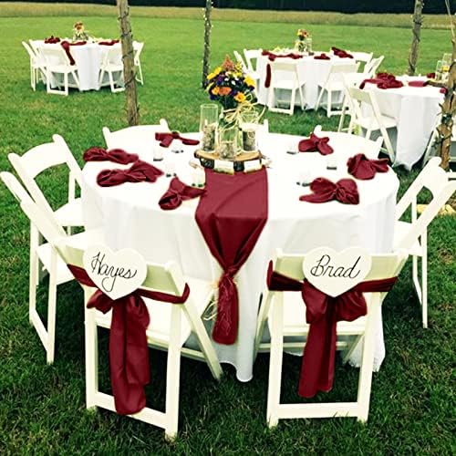 fani Burgundy Satin Chair Straps Bows,60 PCS 7x108 Inch,Chair Sash - Image 5