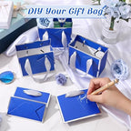 Yeaqee 50 Pcs Mini Metallic Paper Gift Bags with Handle, Royal Blue, Silver - Image 4