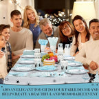 Funnymoom 452 Pcs Light Blue Christmas Party Decoration for 50, Plaid Gingham Tree Blue Xmas Paper Plates Napkins Cups Tablecloth Cutlery Straws for Winter Holiday Baby Shower Birthday Party Supplies - Image 5