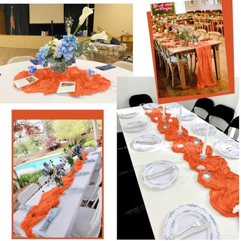 24 Pack Orange Table Runner 10Ft Cheesecloth Table Runner Rustic Gauze Table Runners Romantic Long Sheer Fabric Cheese Cloth Table Runners for Wedding Party Bridal Baby Shower - Image 6