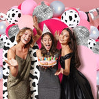 Foilswirl 34 Pieces Disco Cowgirl Party Decorations Cowgirl Arch Covers 4ft 5ft 6ft Pink Spandex Backdrop Covers Hot Pink Silver Balloon Disco Foil Balloons for Birthday Bachelorette Wedding Party - Image 2