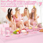 Funnymoom 452 Pcs Pink Party Supplies for 50 Guests, Light Pink Scalloped Paper Plates Napkins Cups Plastic Tablecloth Cutlery Straws for Baby Bridal Shower, Birthday Wedding Party Decoration - Image 5