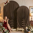 Brown Wedding Arch Backdrop Cover 7.2ft and 6ft Draped Arch Covers Stretchy Backdrop Spandex Balloon Arch Covers for Bridal Shower Baby Shower Engagement Photography Birthday Party Decorations - Image 4