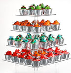 Jusalpha® 13.5'' Width Extra Large 4 Tiered Acrylic Glass Square Cake Stand - Image 3