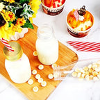Yinkin 20 Sets Plastic Milk Bottles with Straws Bulk Reusable Beverage Containers for Birthday Baby Shower Party with Metal Lids Straws for Milk Juice Smoothies (8 oz,Gold Lid) - Image 5