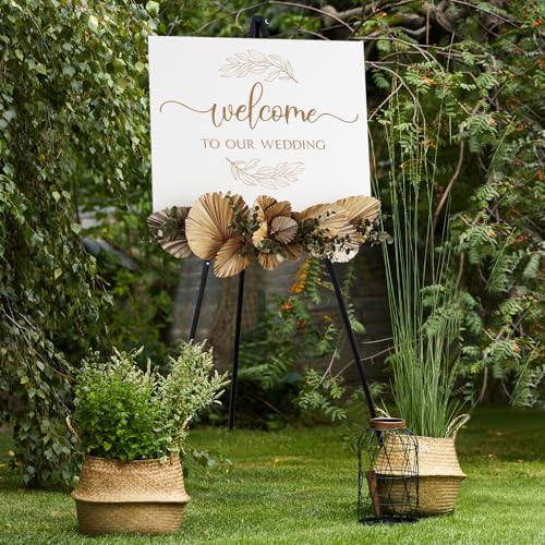 NianFeng Wooden Easel Stand for Sign, Easel Display Stand Floor for Wedding Sign with Adjustable Tray, 63-Inch, Tripod A-Frame Poster Light Duty, Welcome, Art Show & Baby Shower (Black) by nianfeng