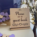 Personalized Wedding Wooden Guest Book: Creative Acrylic Custom Name Alternative Inserts Box DIY Custom Rustic Wedding Heart Drop Guest Book for Graduation Anniversary Wedding Decor (Halloween Themed) - Image 5