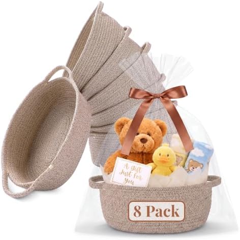 8 Pack Small Woven Gift Baskets Empty to Fill, Cute Gift Basket by Unknown