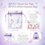 MTLEE 50 Sets Butterfly Candle Baby Shower Favors for Guests, Purple - Image 3