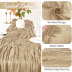 15 Pack Beige Cheesecloth Table Runner 17 x 108 inch Cheese Cloth Table Runners 9ft Beige Table Runner Rustic Romantic Sheer Gauze Runner for Wedding Party Baby Shower Table Decoration - Image 3