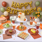 350 Pcs Fall Party Plates and Napkins - Sage Green Orange Party Decoration Tableware set Include Autumn Wedding Gradient Scalloped Plate Napkin Cup & Cutlery for Thanksgiving, Bridal shower, Birthday - Image 3