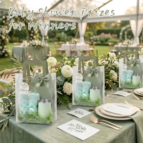 4 sets Baby Shower Prizes for Game Winners Baby Shower Favors Gifts including 12 oz Coffee Cups Notebooks Towels Pens Thank You Cards Raffia Gift Bags - Image 2