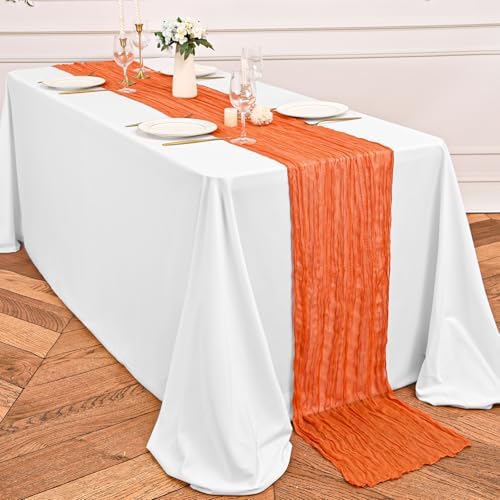 24 Pack Orange Table Runner 10Ft Cheesecloth Table Runner Rustic Gauze Table Runners Romantic Long Sheer Fabric Cheese Cloth Table Runners for Wedding Party Bridal Baby Shower - Image 5