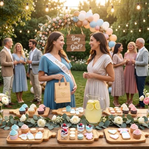 Baby Bottle Shaped Acacia Wood Cheese Board Gift Set - Premium Baby Shower Prizes for Game Winners, Gender Reveal & Bridal Shower Party Favors for Guests Acacia Wood 6 Sets - Image 2