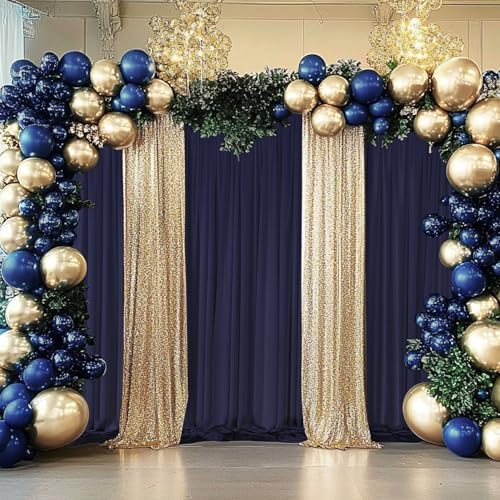 10ft x 9ft Navy Blue Backdrop Curtains for Parties Weddings, Wrinkle Free Silky Polyester Fabric Photo Backdrop Drapes, 2 Panels 5X 10 ft Navy Backfrounds Cloth for Birthday Graduation Photography - Image 6
