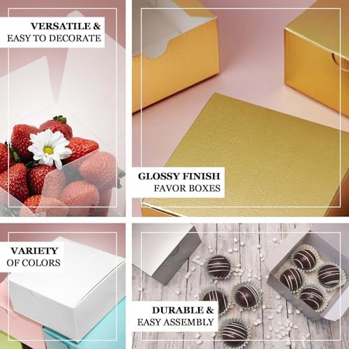 Efavormart 100 Pack 4"x4"x2" Black Cake Favor Boxes, Professional Matte Cardstock Candy Treat Gift Boxes for Modern Graduation and Party - Image 4