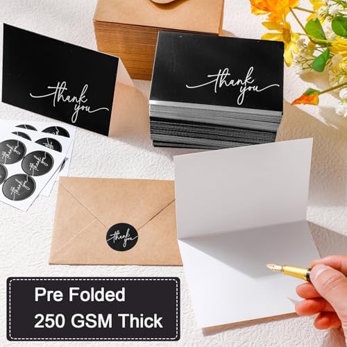Gueevin 200 Pcs Thank You Cards with Envelopes Stickers, 3.5x5", Black - Image 4