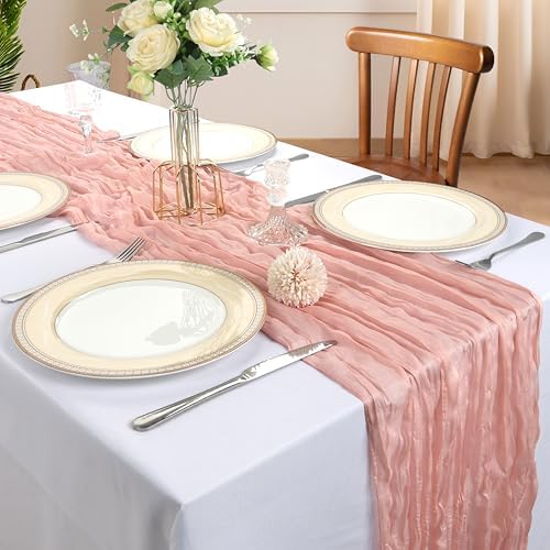 12 Pack 10Ft Blush Pink Cheesecloth Table Runner 23 x 120 Inch - Image 2