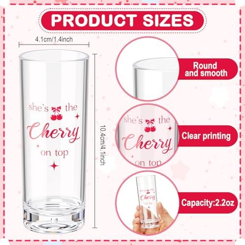 Sliner 50 Sets Baby Shower The Cherry Shot Glass Gift Bulk for Guests - Image 3