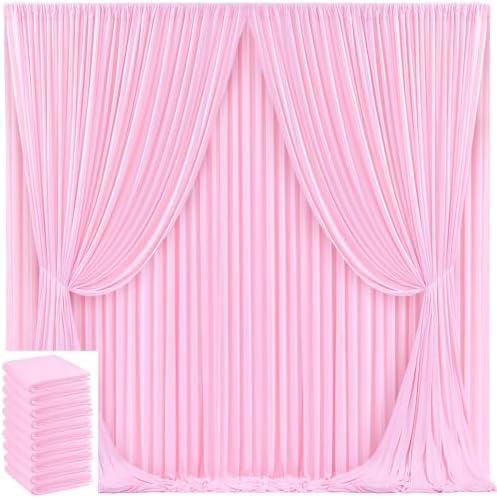 50x10ft Pink Backdrop Curtain for Wedding Parties Wrinkle Free Fabric Light Pink Drapes Backdrop Decoration for Baby Shower Birthday Photography Decoration 10 Panels, 5ft x 10ft by Gogoparti