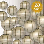 Quasimoon PaperLanternStore.com Ultimate 20-Piece Silver Paper Lantern Party Pack - Assorted Sizes of 6, 8, 10, 12 Inch (5 Round Lanterns Each) for Weddings, Birthday, Events and Decor - Image 2