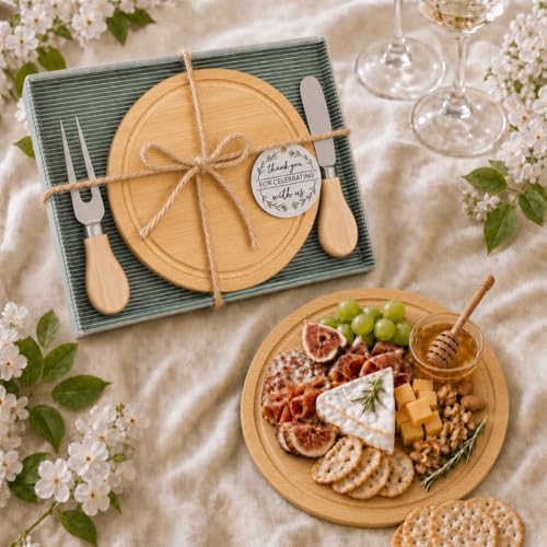 Maxcheck 24 Sets Baby Shower Game Prizes Cheese Board Bamboo Knife Fork - Image 6