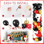 2 Sets Casino Theme Balloon Column Stand Kits Red Black Gold Balloons Column Kit with Dice Poker Tower Stand Kit 2 Sets Balloons Tower Sets for Las Vegas Game Night Themed Party Supplies - Image 4