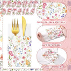 Potchen 100 Pcs Linen Feel Napkins Disposable, Watercolor Wildflower - Image 3