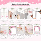 Juexica Wooden Baby Shower Crate Closet Baby Basket with Handle Box with Butterfly Eucalyptus Garland Bead Artificial Flowers Large Letter for Pregnancy New Parent Gift(White) - Image 4