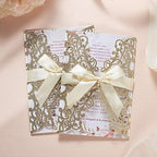 50Pcs Glitter Floral Laser Cut Wedding Invitation Cards Blank with Envelope - Image 7