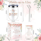 Hoolerry 6 Set Baby Shower Cups, 12oz Stainless Steel Tumbler, Floral - Image 2