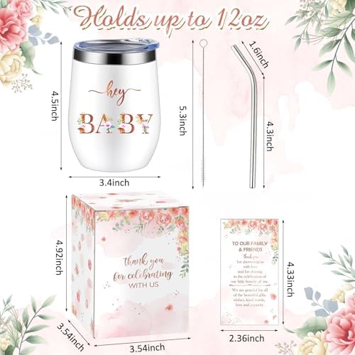 Hoolerry 6 Set Baby Shower Cups, 12oz Stainless Steel Tumbler, Floral - Image 2