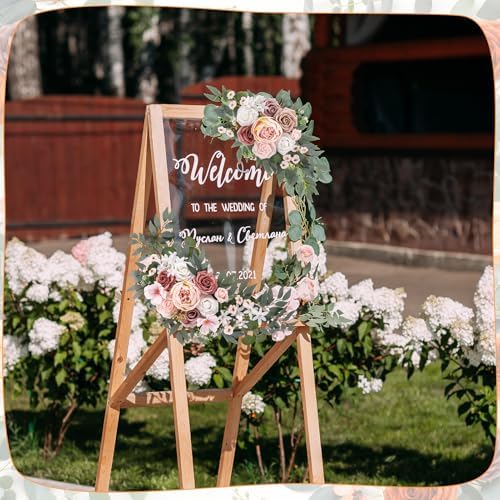 2 Pcs Wedding Arch Flowers Swag Rose Peony Garland for Ceremony - Image 6