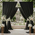 10×14ft Wrinkle Free Black Backdrop Curtain for Parties Wedding,2 Panels 5×14ft Height Soft Silky Polyester Photo Backdrop Drapes for Birthday Graduation Photography Stage Event Background Cloth - Image 6