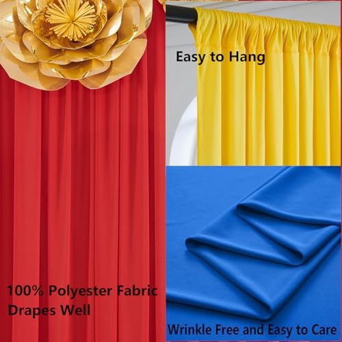 15×10 FT Wrinkle Free Red Yellow Blue Backdrop Curtains for Parties, 6 Panels 2.5×10ft Wrinkle Free Soft Polyester Drapes for Backdrop Decor Themed Party Baby Shower Photo Background Curtain - Image 4