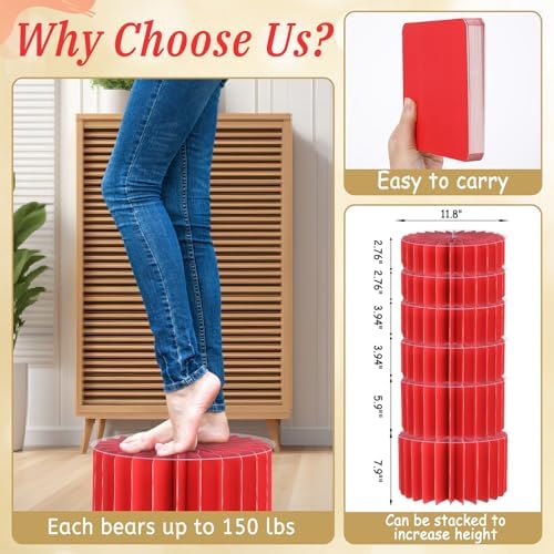 6Pcs Buffet Risers, Valentine's Day Food Risers for Table, Foldable Cake Display Stands, Tall Cardboard Cupcakes Stand for Show Catering Desserts Jewelry Wedding Birthday Party Decoration (Red) - Image 3
