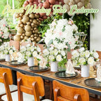 6 Sets Artificial Peonies Flower Peony Bouquet with Galvanized Metal Pot Silk Fake Peonies Faux Flower Arrangements for Wedding Table Centerpiece Party Home Room (White) - Image 4