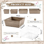 Dandat 4 Set 10 Inch Wooden Flower Box Rustic Table Centerpieces,Brown - Image 2