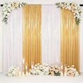 ShinyBeauty Sequin Photo Backdrop Curtains Gold Transparent White 2x8FT by ShinyBeauty