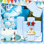 Vesici 150 Pcs Ice Cream Cups Gingham Party Supplies, 10 oz, Blue - Image 4